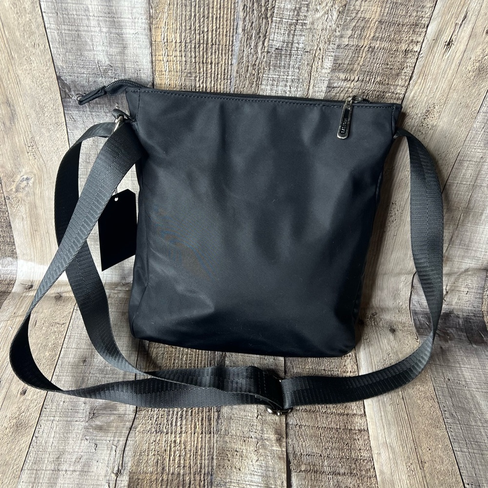 ROOTS 73 Black Adjustable Messenger Crossbody  Nylon Zip Top Pocket Shoulder Bag - Picture 11 of 12